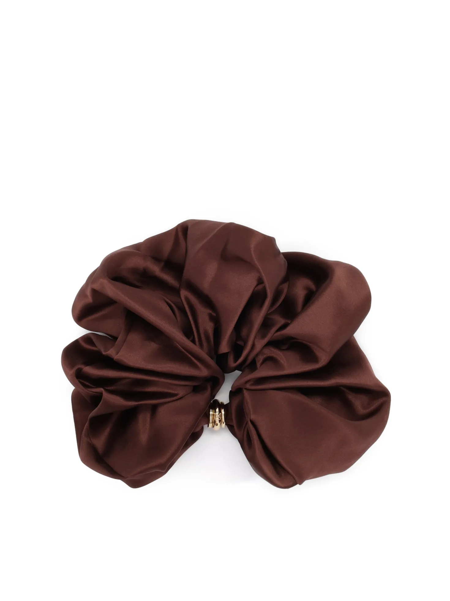 Satynowa scrunchie ze złotą ozdobą
