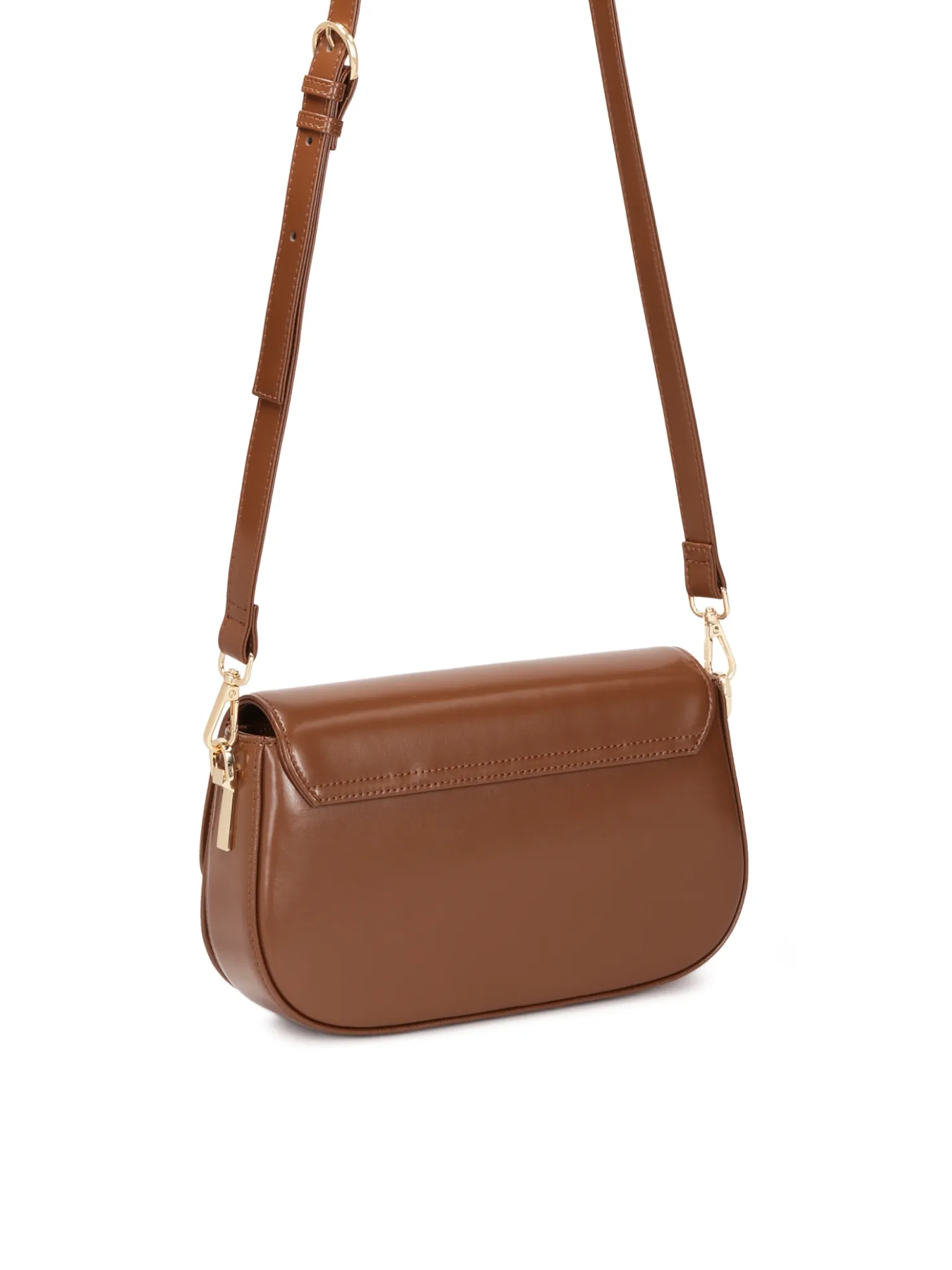 Skórzana brązowa torebka z klapą