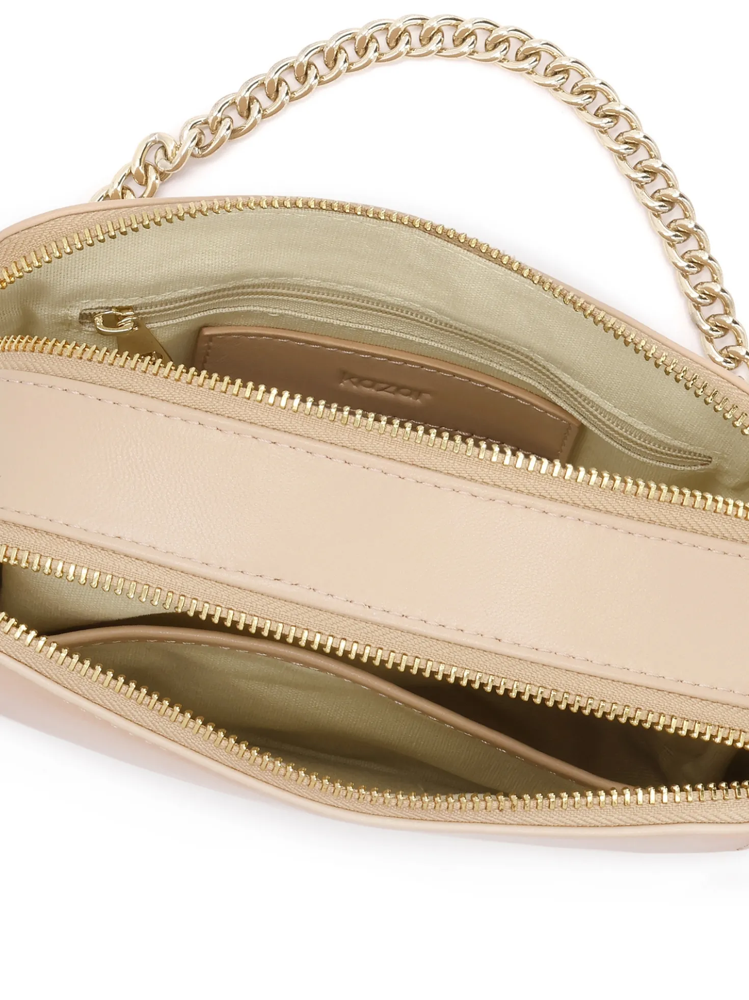 Skórzana torebka crossbody z łańcuszkiem i paskami