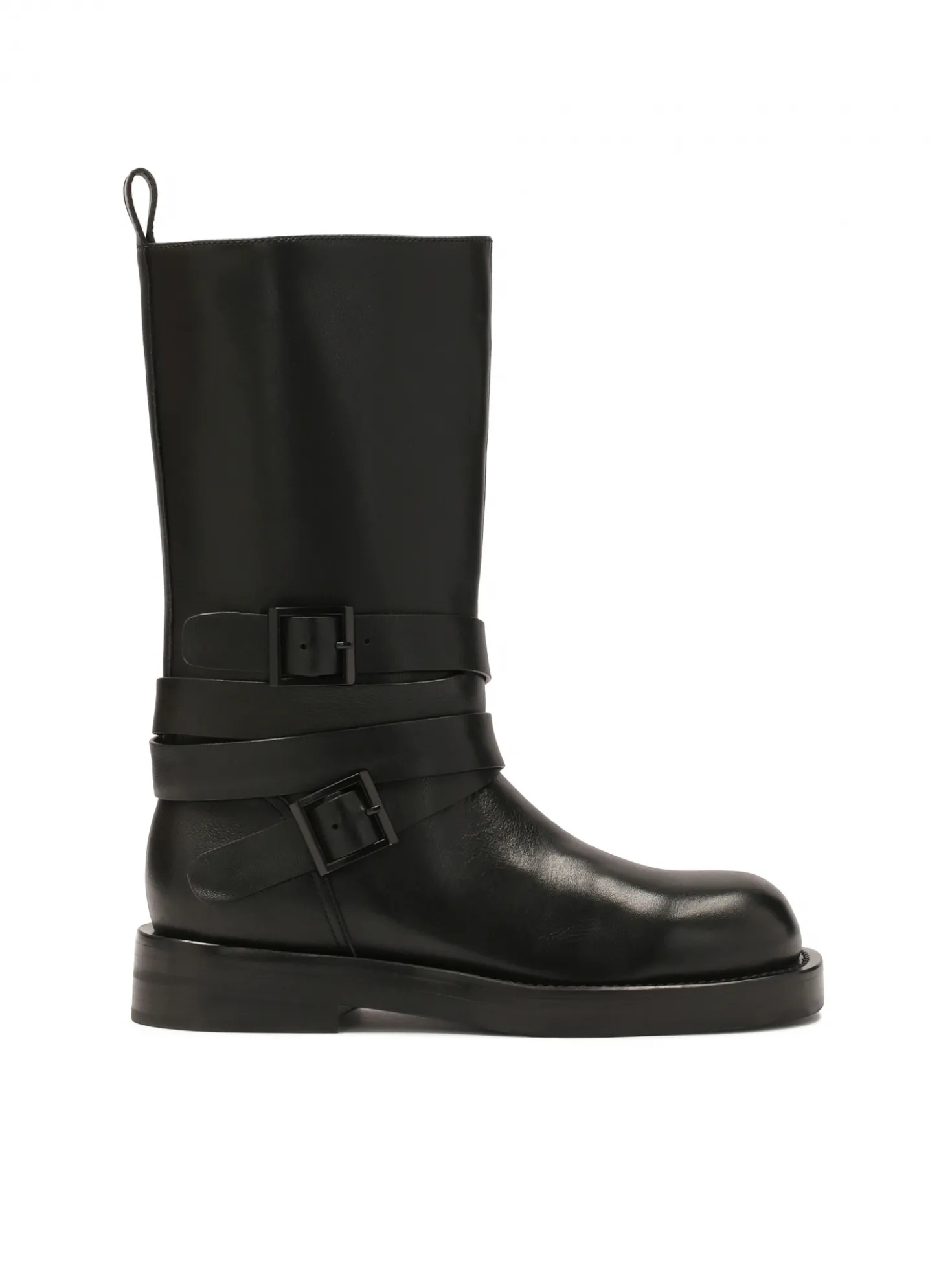 Skórzane czarne buty w stylu motocyklowym