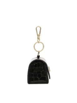 Skórzane czarne etui na klucze z monogramem KAZAR