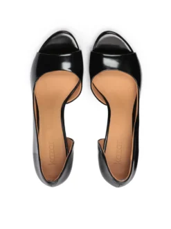 Skórzane czółenka peep toe