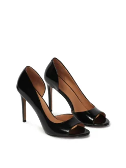 Skórzane czółenka peep toe