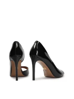Skórzane czółenka peep toe
