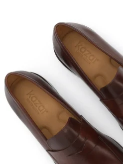 Skórzane loafersy męskie w odcieniu brązu