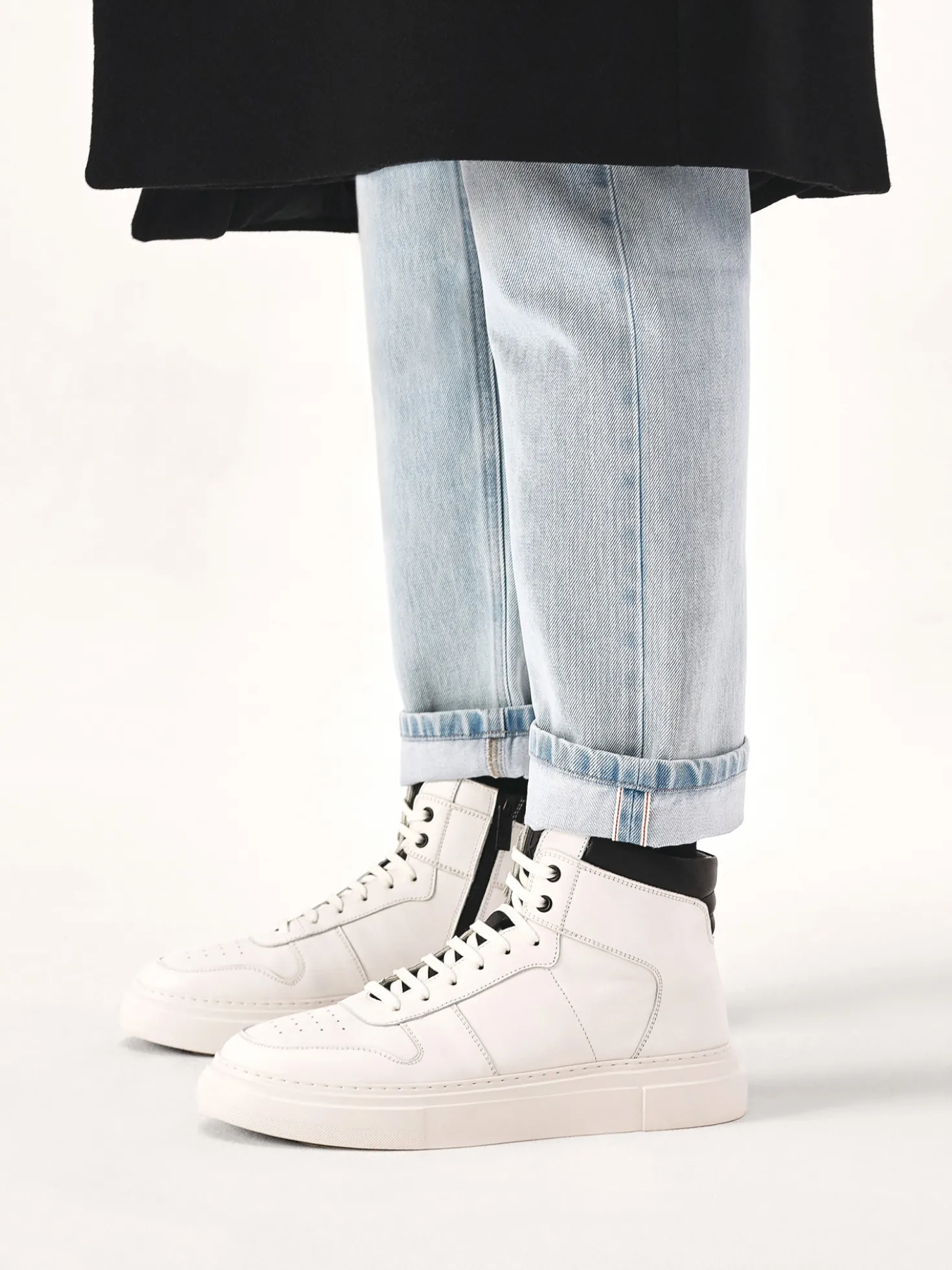 Skórzane męskie sneakersy z cholewką za kostkę