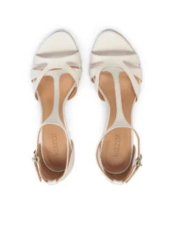 Skórzane sandały damskie w kolorze off-white