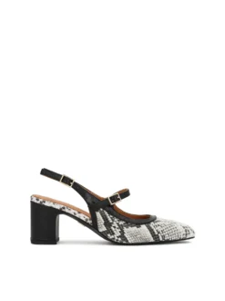 Skórzane slingbacki w print skóry węża