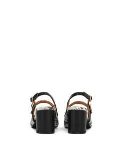 Skórzane slingbacki w print skóry węża