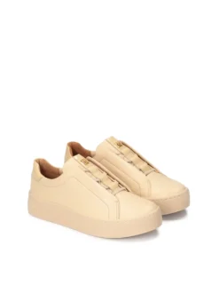 Skórzane sneakersy na prostej podeszwie