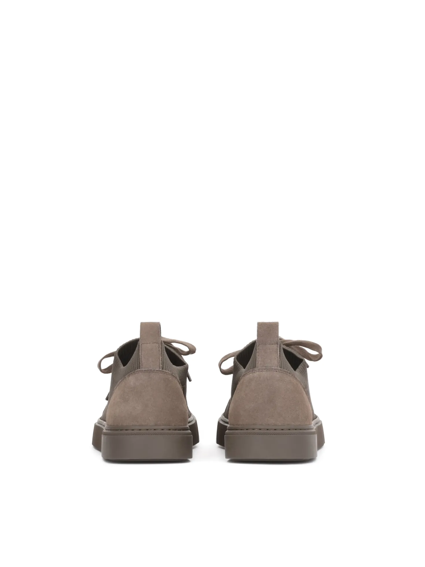 Sneakersy taupe z tkaniny i zamszu