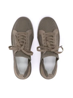 Sneakersy taupe z tkaniny i zamszu