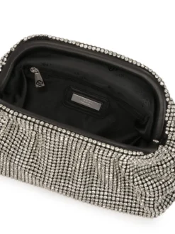 Srebrna torebka wieczorowa z cyrkoniami