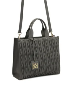 Szara torebka do ręki Tote Bag z pikowanym przodem