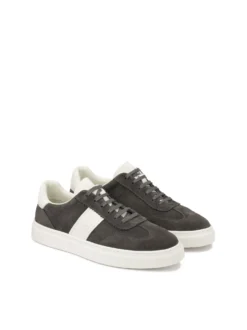 Szare zamszowe sneakersy z białymi wstawkami