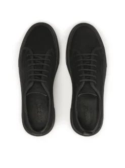Sznurowane czarne sneakersy z nubuku