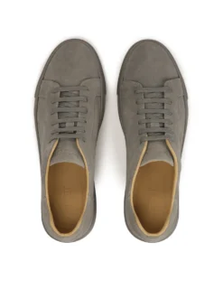 Sznurowane szare sneakersy z zamszu
