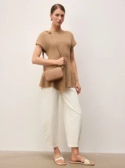 Torebka crossbody z jasnobrązowej skóry
