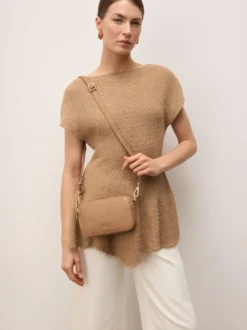 Torebka crossbody z jasnobrązowej skóry
