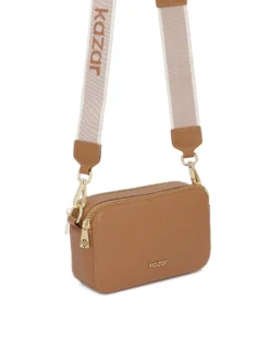 Torebka crossbody z jasnobrązowej skóry