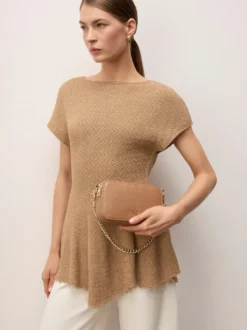 Torebka crossbody z jasnobrązowej skóry