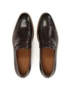 Wizytowe brązowe loafersy z cieniowaną cholewką