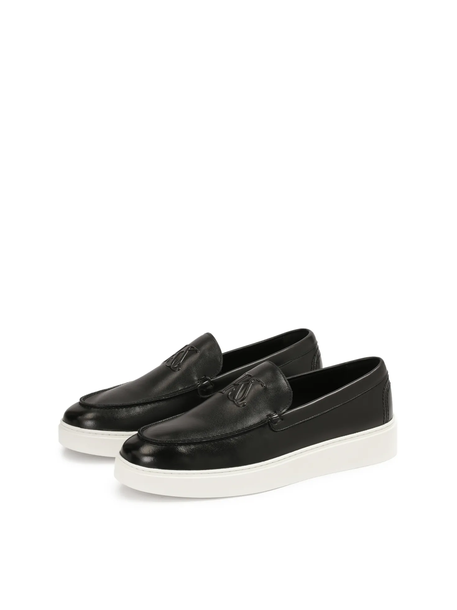 Wsuwane czarne loafersy z białą podeszwą typu sneakers