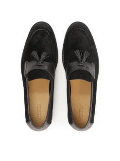 Wsuwane czarne loafersy z chwostem