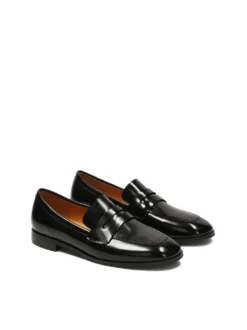 Wsuwane czarne półbuty w stylu loafersów