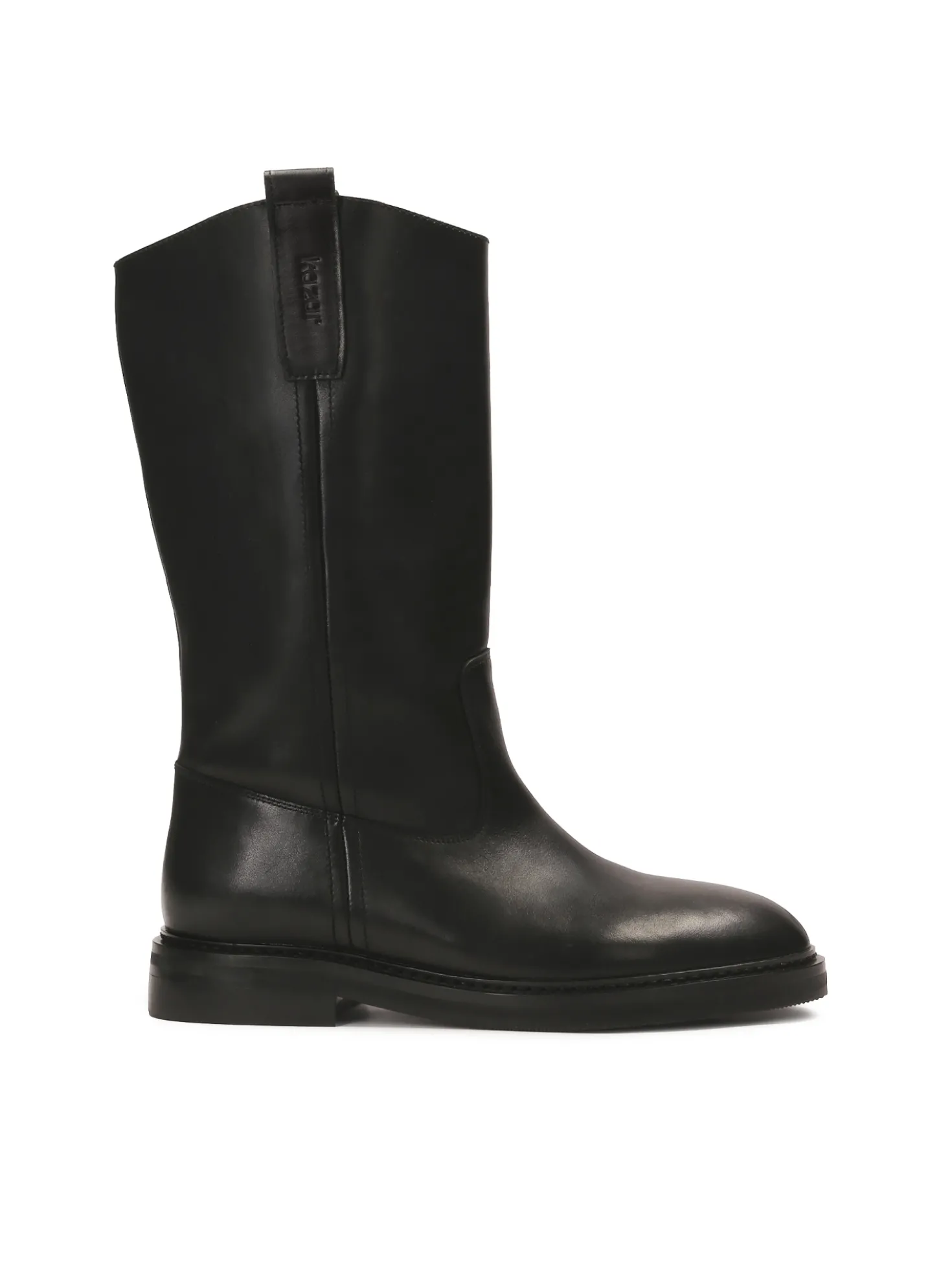 Wsuwane skórzane botki na płaskim obcasie