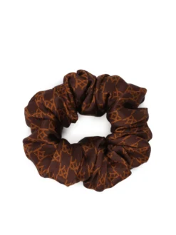 Wzorzysta gumka do włosów scrunchie z satyny jedwabnej