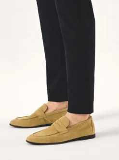 Zamszowe loafersy męskie z paskiem