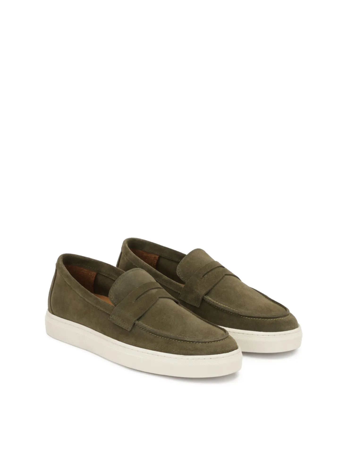 Zamszowe loafersy w kolorze khaki z podeszwa typu sneakers