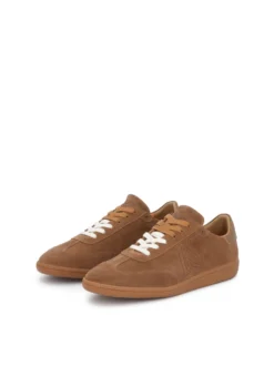 Zamszowe sneakersy męskie w kolorze brązu