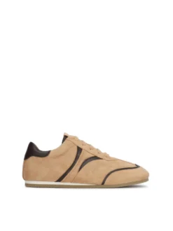 Zamszowe sneakersy ze wstawkami z gładkiej skóry