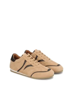 Zamszowe sneakersy ze wstawkami z gładkiej skóry