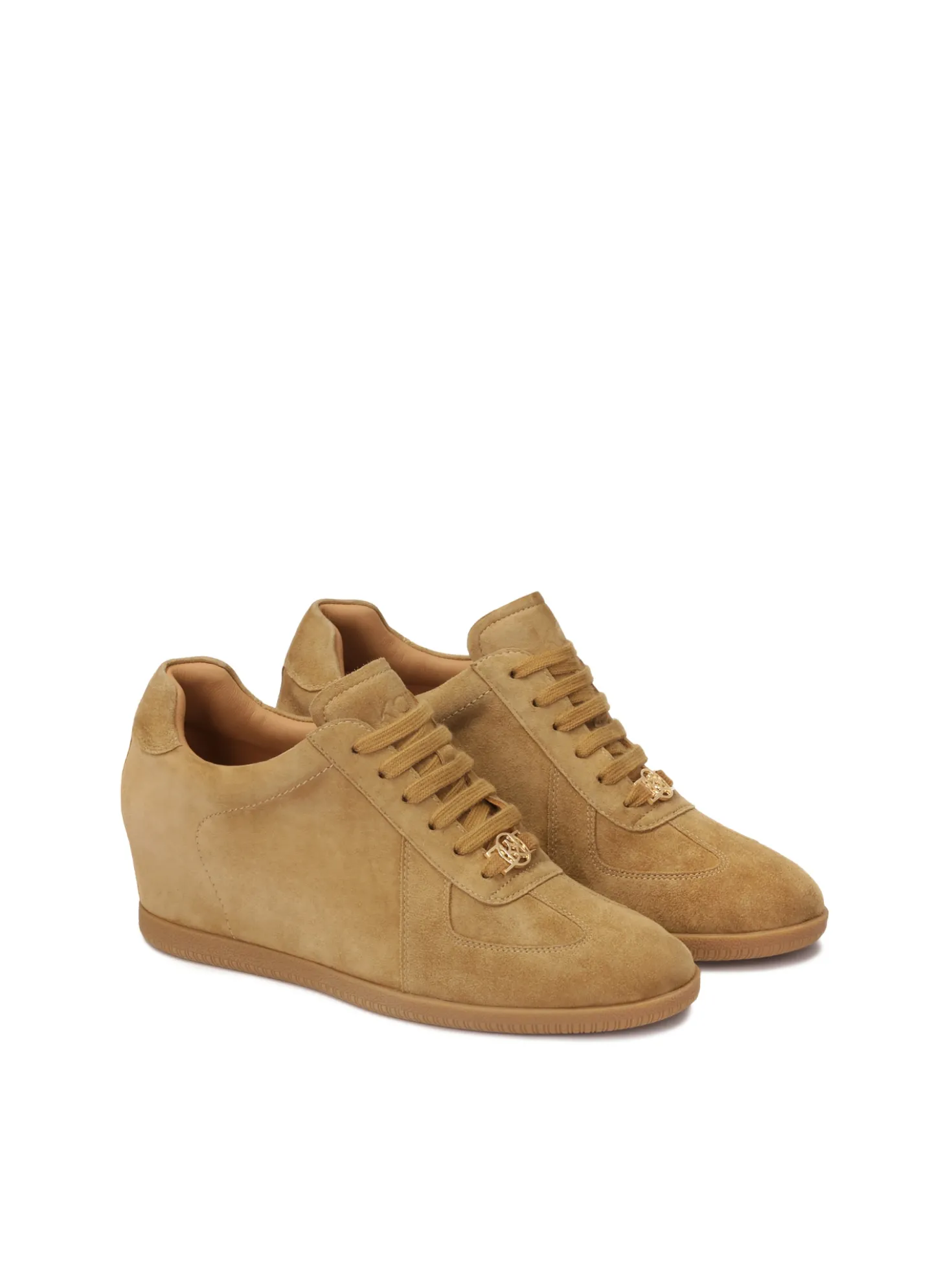 Zamszowe sneakersy z koturnem